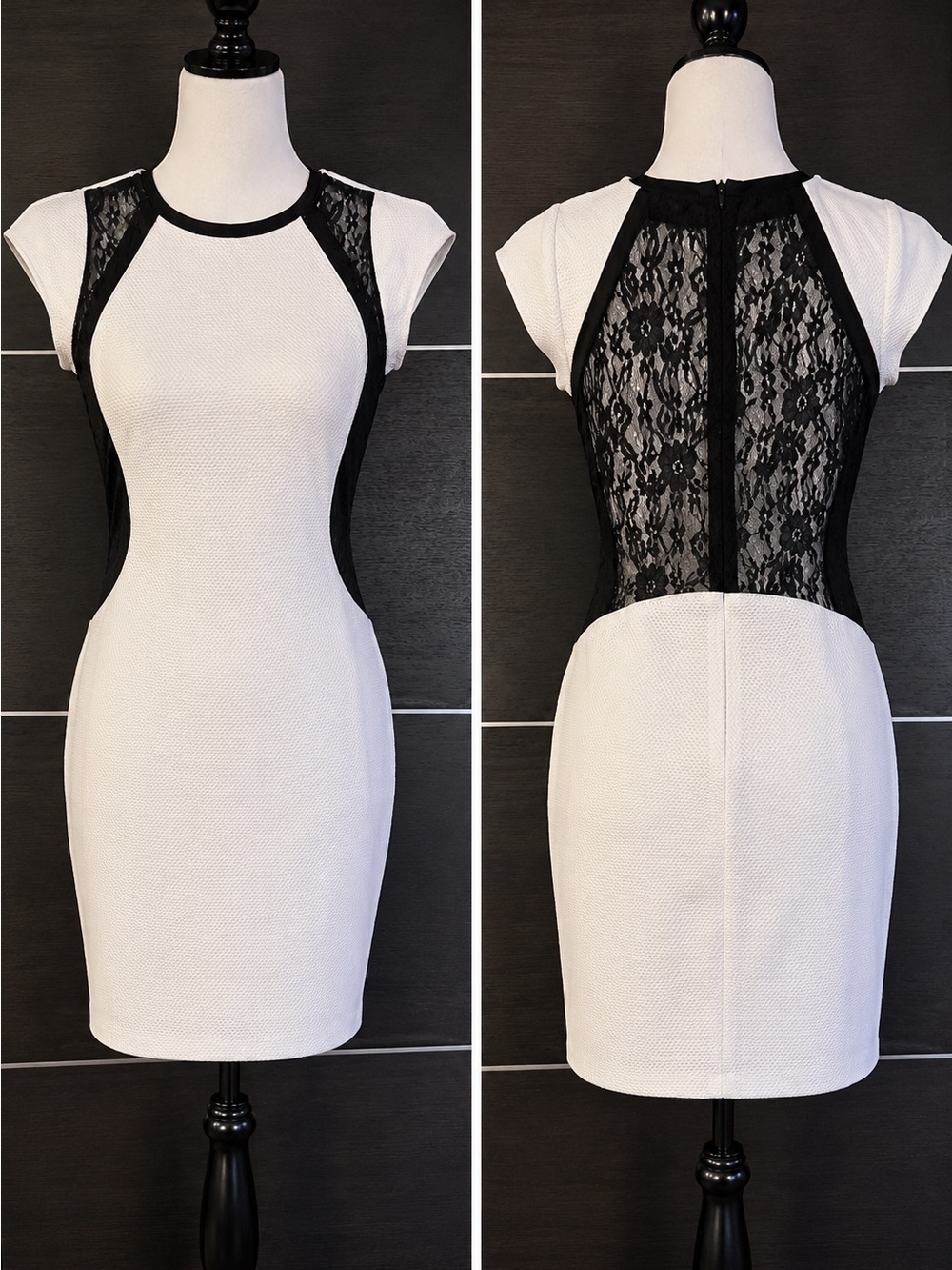 Mustard Seed Black & White Lace Mini Dress Size Large